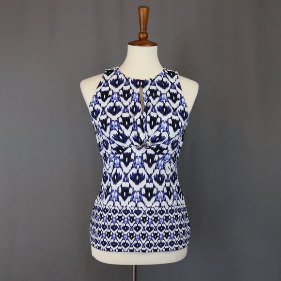 Roberto Cavalli Size 42 - Fits like a Small Sleeveless Top Blue White - Picture 1 of 8